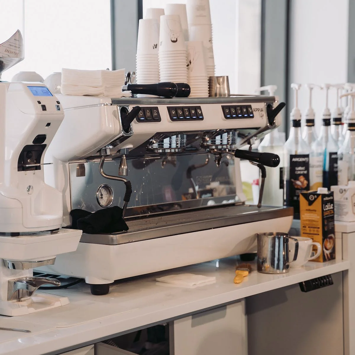an espresso machine on the bar